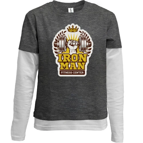 Комбинированный детский лонгслив fitness center iron man