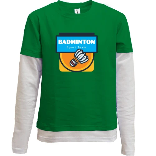 Комбинированный детский лонгслив, зеленый, Badminton sport team