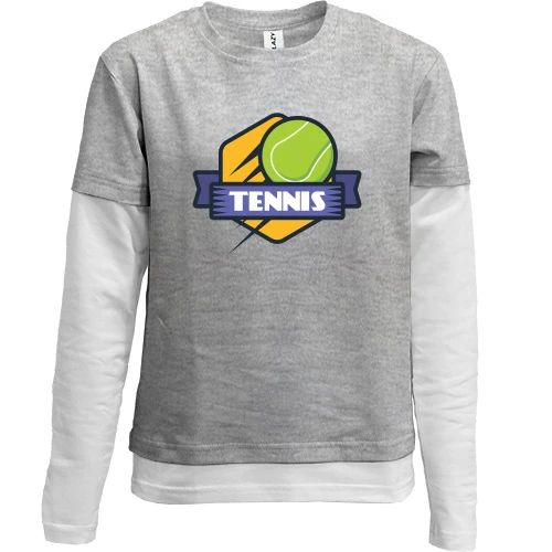 Комбинированный детский лонгслив, серый, Tennis