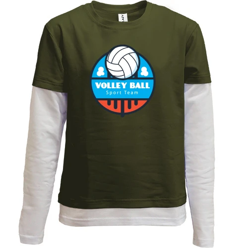 Комбинированный детский лонгслив, черный, Volleyball