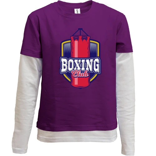 Комбинированный детский лонгслив, фиолетовый, boxing club