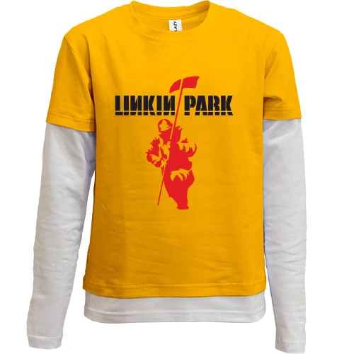 Комбінований дитячий лонгслів, жовтий, Linkin Park (3)