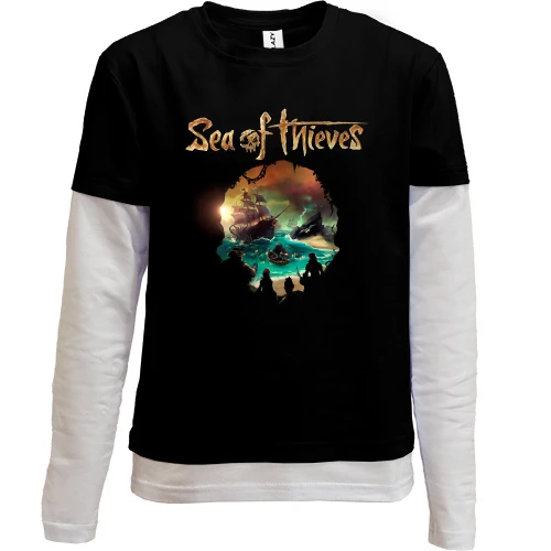 Комбинированный детский лонгслив, черный, Sea of Thieves