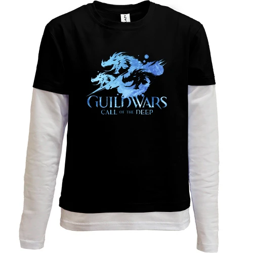 Комбинированный детский лонгслив, черный, Guild Wars 2 Call of the Deep