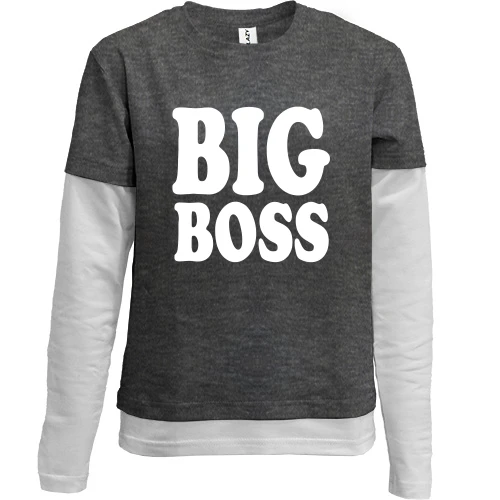 Комбинированный детский лонгслив, серый, для начальника "Big boss"