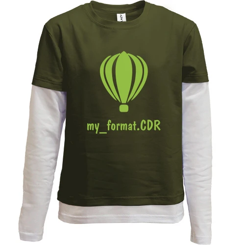 Комбинированный детский лонгслив, хаки, для дизайнера "my_format.CDR"
