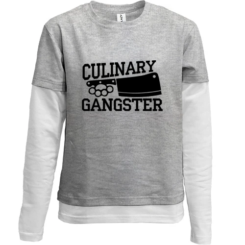Комбинированный детский лонгслив, серый, для шеф-повара "culinary gangster"