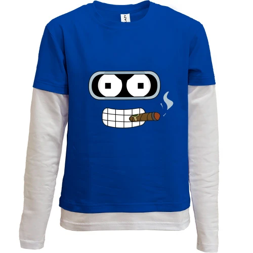 Комбинированный детский лонгслив, синий, Bender
