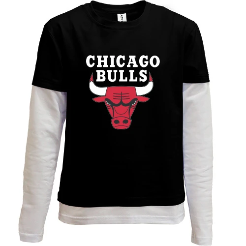 Комбинированный детский лонгслив, черный, Chicago bulls