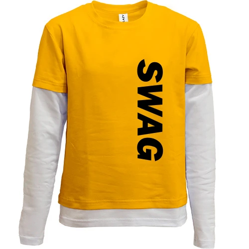 Комбинированный детский лонгслив, Желтый, Swag вертикаль