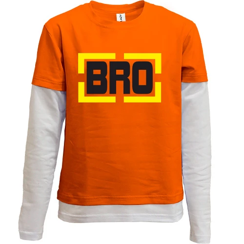 Комбинированный детский лонгслив, оранжевый, BRO (рамка)