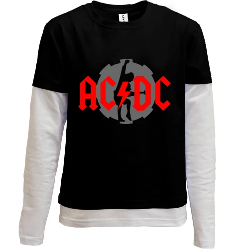 Комбинированный детский лонгслив, черный, AC/DC angus young