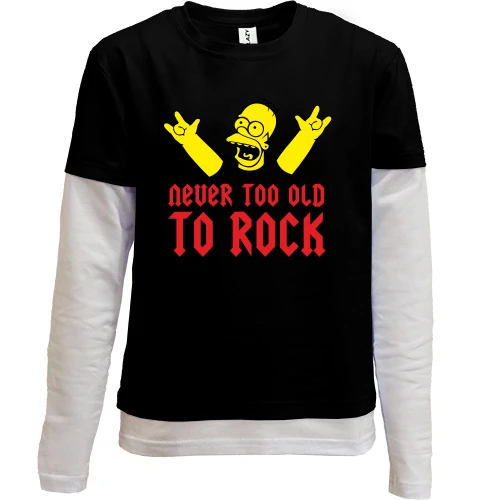 Комбинированный детский лонгслив, черный, Never too old to rock!