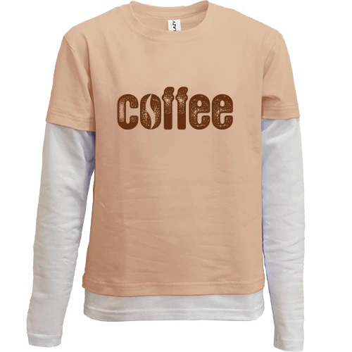 Комбінований дитячий лонгслів, Бежевий, для бариста "koffe"