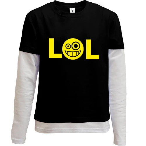Комбинированный детский лонгслив, синий, LOL