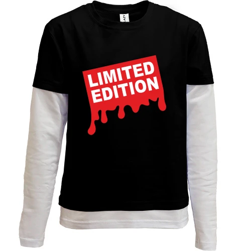Комбинированный детский лонгслив, черный, Limited Edition с красными подтёками