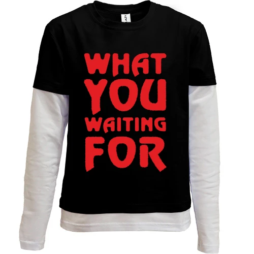 Комбинированный детский лонгслив, черный, What you waiting for
