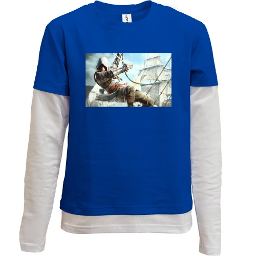 Комбинированный детский лонгслив, синий, с Эдвардом Кенуэем