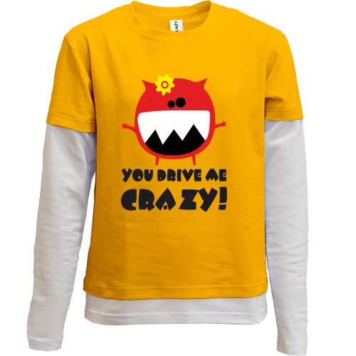 Комбинированный детский лонгслив, желтый, You drive me crazy