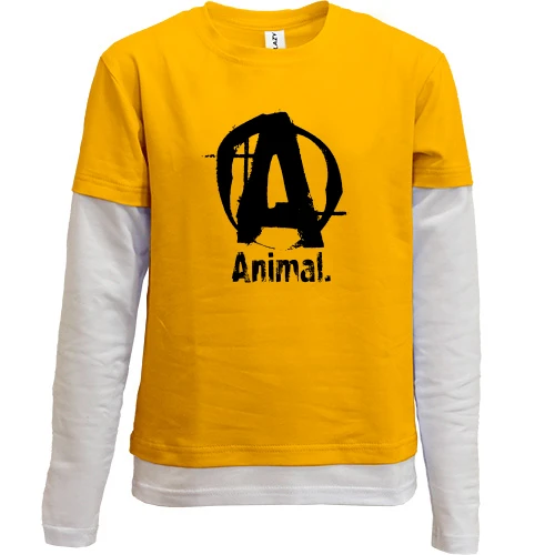 Комбинированный детский лонгслив, желтый, Animal (лого)