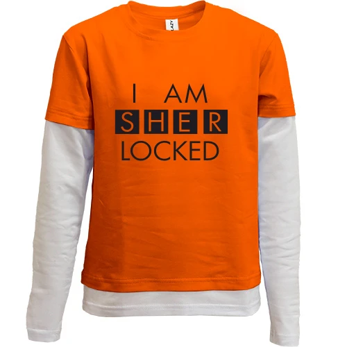 Комбінований дитячий лонгслів, Помаранчевий, I'm sher locked