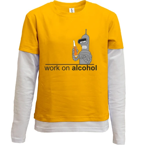 Комбинированный детский лонгслив, желтый, Work on alcohol