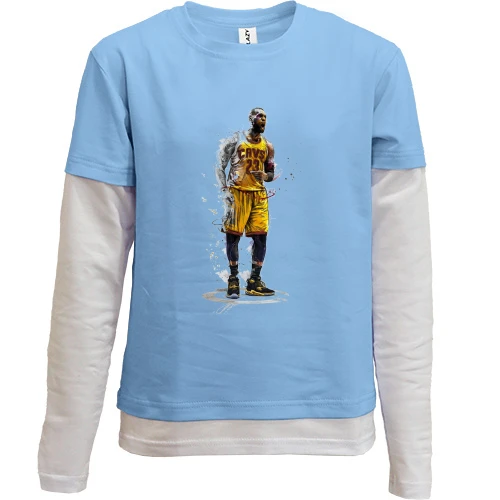 Комбинированный детский лонгслив, Синий, с LeBron James