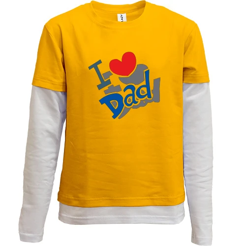 Комбинированный детский лонгслив, желтый, с надписью "i love dad"