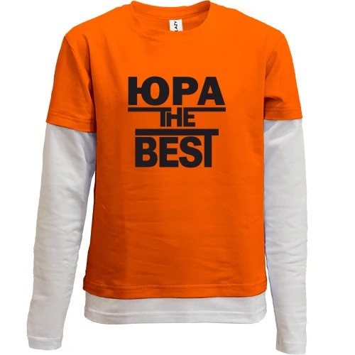 Комбинированный детский лонгслив, красный, Юра the BEST
