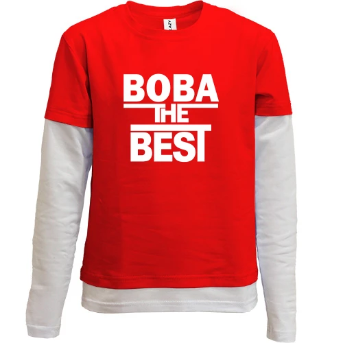 Комбинированный детский лонгслив, красный, Вова the BEST