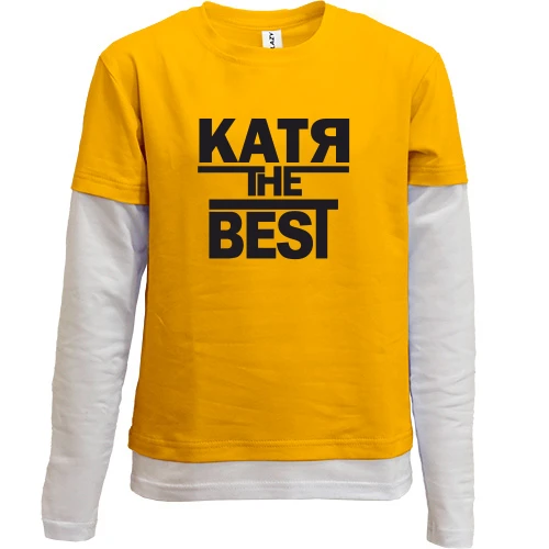 Комбинированный детский лонгслив, желтый, Катя the BEST