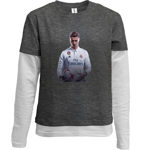 Комбинированный детский лонгслив, серый, c Cristiano Ronaldo 2