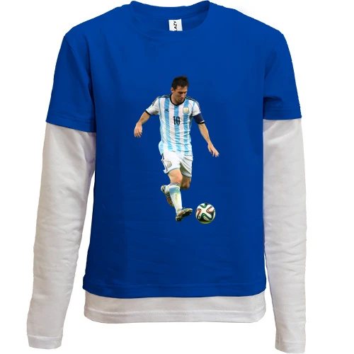 Комбінований дитячий лонгслів, Синій, з Lionel Messi 2
