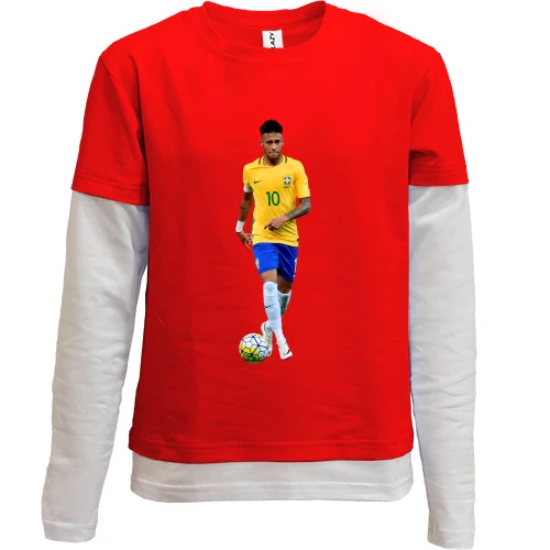 Комбінований дитячий лонгслів, Червоний, з Neymar 2