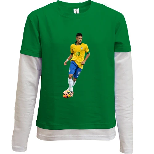 Комбінований дитячий лонгслів, Зелений, з Neymar Brazil