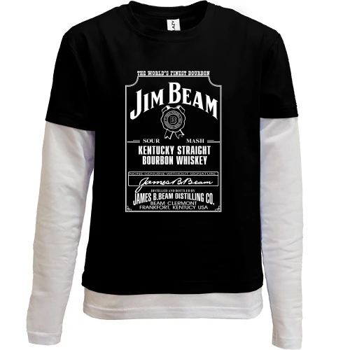 Комбинированный детский лонгслив, черный, jim beam
