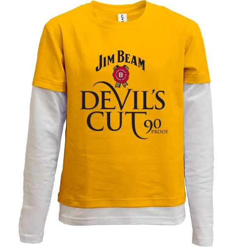 Комбинированный детский лонгслив, желтый, Jim Beam Devil
