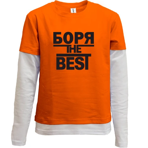 Комбинированный детский лонгслив, красный, Боря the BEST