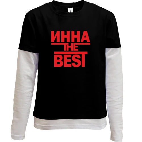 Комбинированный детский лонгслив, черный, Инна the BEST