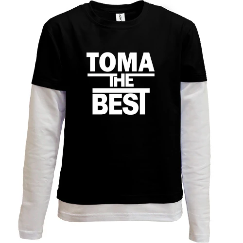 Комбинированный детский лонгслив, черный, Тома the BEST