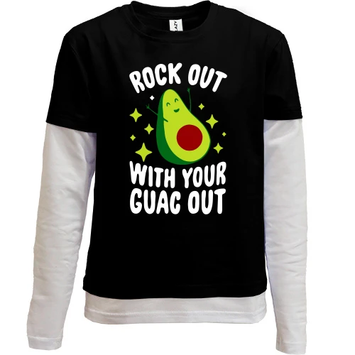 Комбінований дитячий лонгслів, чорний, Rick out