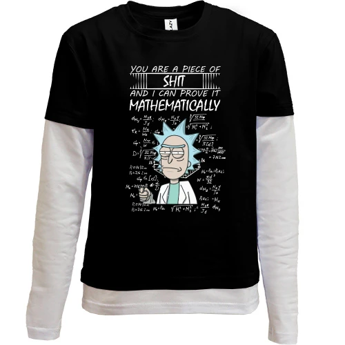 Комбінований дитячий лонгслів, Чорний, Rick and Morty - you are pice of ...