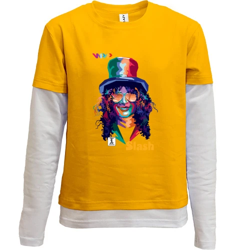 Комбинированный детский лонгслив, желтый, c "slash"