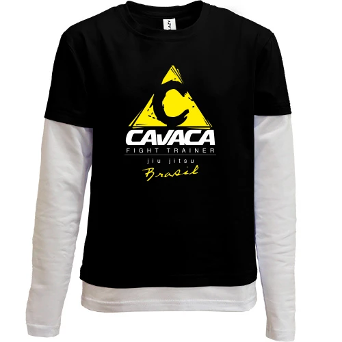 Комбинированный детский лонгслив, черный, Jiu Jitsu CAVACA