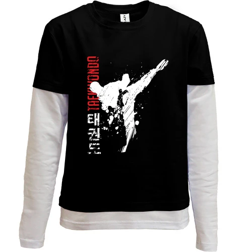 Комбинированный детский лонгслив, черный, spot Taekwondo