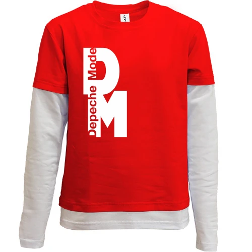 Комбинированный детский лонгслив, Красный, Depeche Mode white
