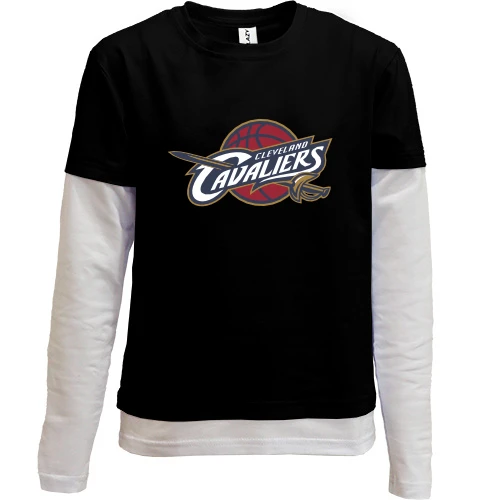 Комбинированный детский лонгслив, черный, Cleveland Cavaliers