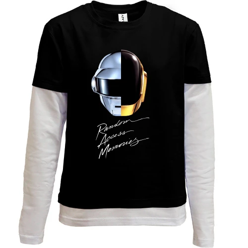 Комбинированный детский лонгслив, черный, Daft Punk (Дафт Панк)