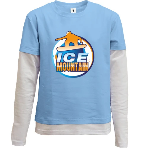Комбинированный детский лонгслив, синий, Ice mountain