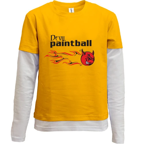 Комбинированный детский лонгслив, желтый, Devil paintball